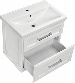 ASB-Woodline Мебель для ванной Венеция 70 подвесная белая патина серебро – фотография-8